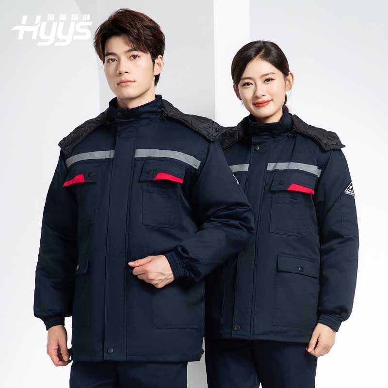 YM-20901Z 加油站靜電工作棉服電子工廠男女冬季勞保工程棉衣棉襖加厚工作服