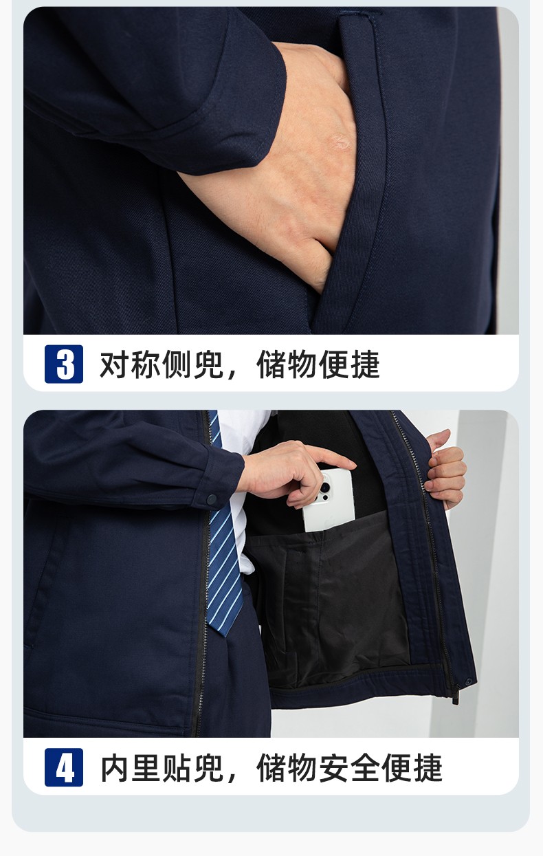 LJ-5835 冬季加絨工作服套裝男反光一體式保暖電焊工汽機(jī)修勞保服夾克定制(圖9)