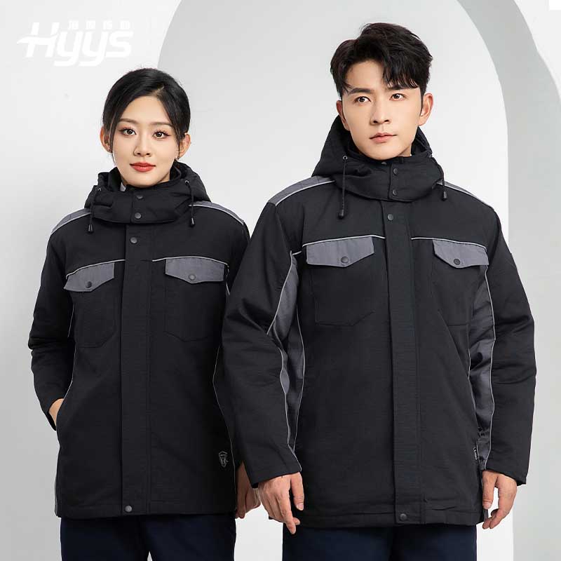 LJ-9803 冬季防撕裂防靜電可拆卸棉服保暖鎖溫防寒服加油站防靜電工裝定制