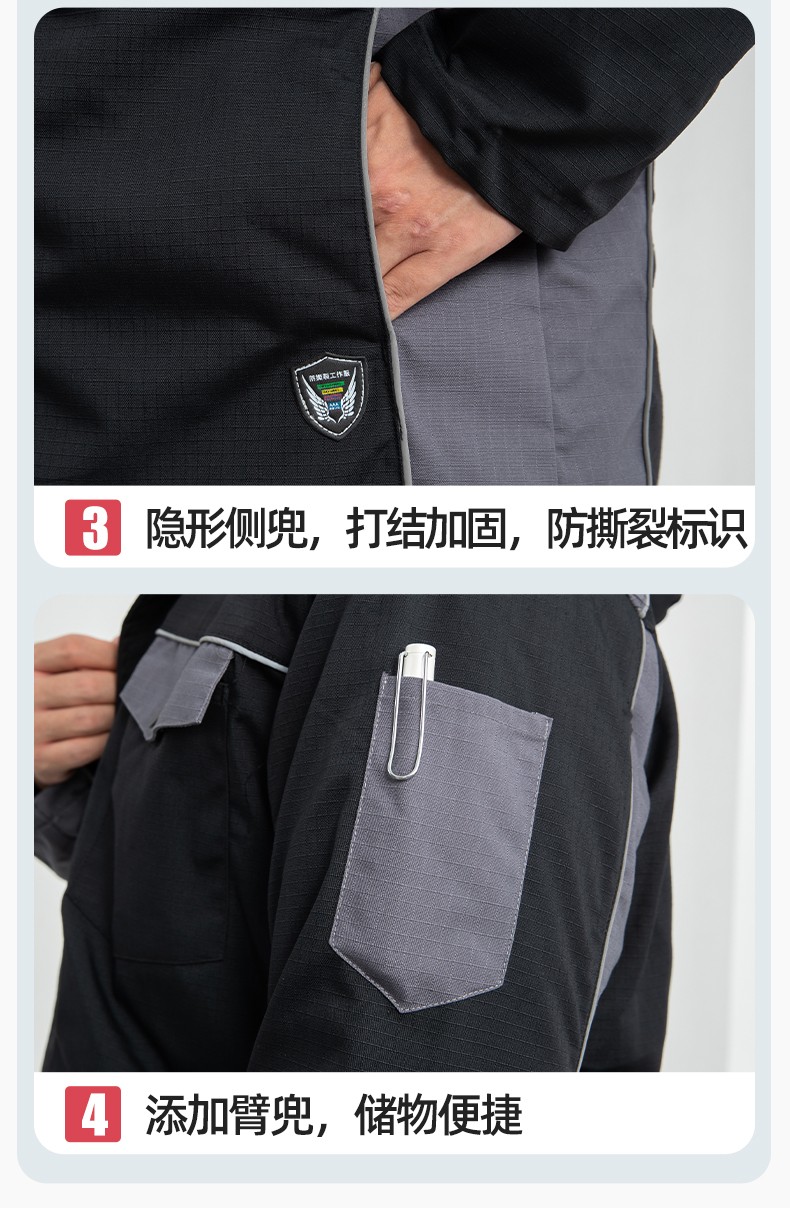 LJ-9803 冬季防撕裂防靜電可拆卸棉服保暖鎖溫防寒服加油站防靜電工裝定制(圖10)