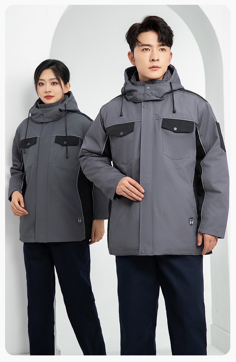 LJ-9803 冬季防撕裂防靜電可拆卸棉服保暖鎖溫防寒服加油站防靜電工裝定制(圖15)