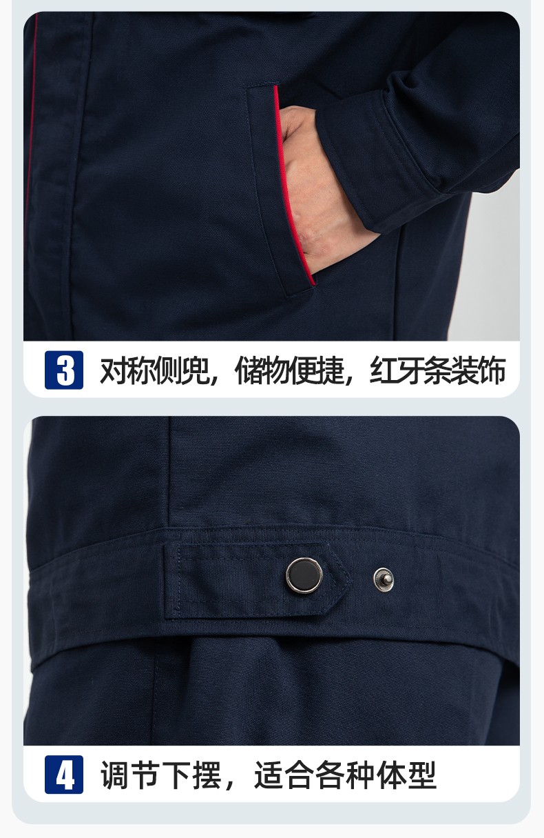 LJ-1806-1 春秋帆布加里子雙層勞保工作服套裝耐磨透氣工地干活工裝定制(圖9)