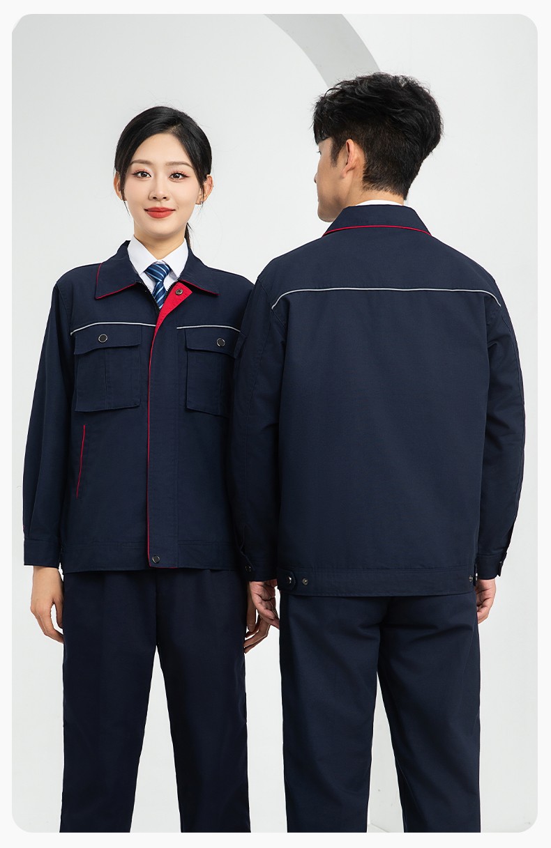 LJ-1806-1 春秋帆布加里子雙層勞保工作服套裝耐磨透氣工地干活工裝定制(圖15)
