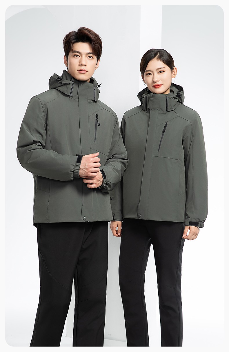 RH-60965 冬季羽絨工作服沖鋒衣三合一棉衣男加厚保暖汽車維修廠勞保服定制(圖18)