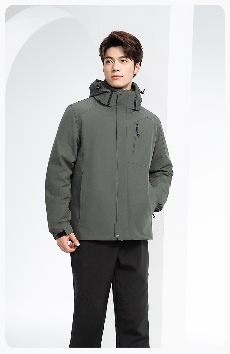 RH-60965 冬季羽絨工作服沖鋒衣三合一棉衣男加厚保暖汽車維修廠勞保服定制(圖17)