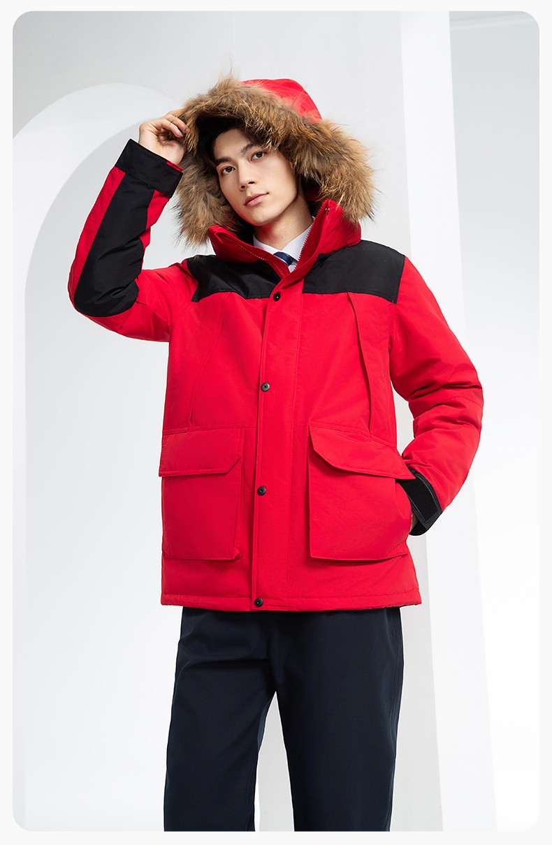 RH-60953 冬季可拆卸羽絨內(nèi)膽三合一沖鋒衣毛領(lǐng)帽子防風(fēng)防雨登山騎行服定制(圖15)