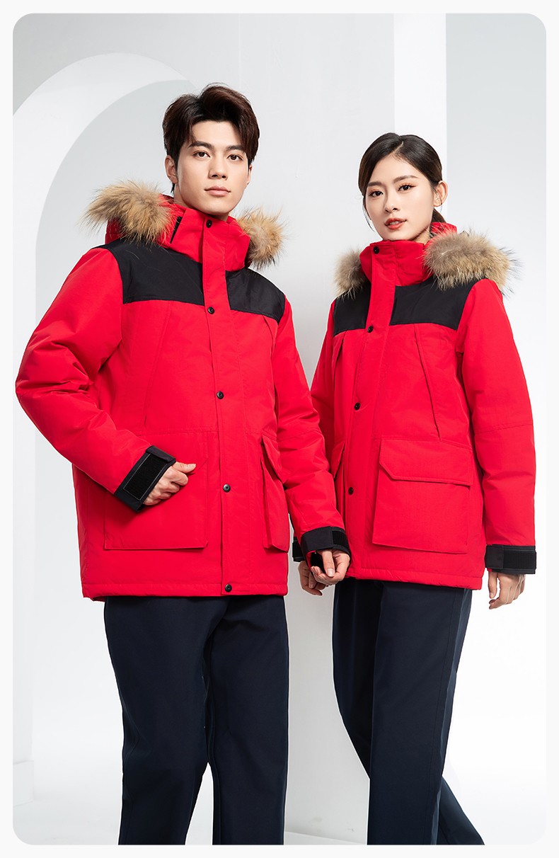 RH-60953 冬季可拆卸羽絨內(nèi)膽三合一沖鋒衣毛領(lǐng)帽子防風(fēng)防雨登山騎行服定制(圖16)