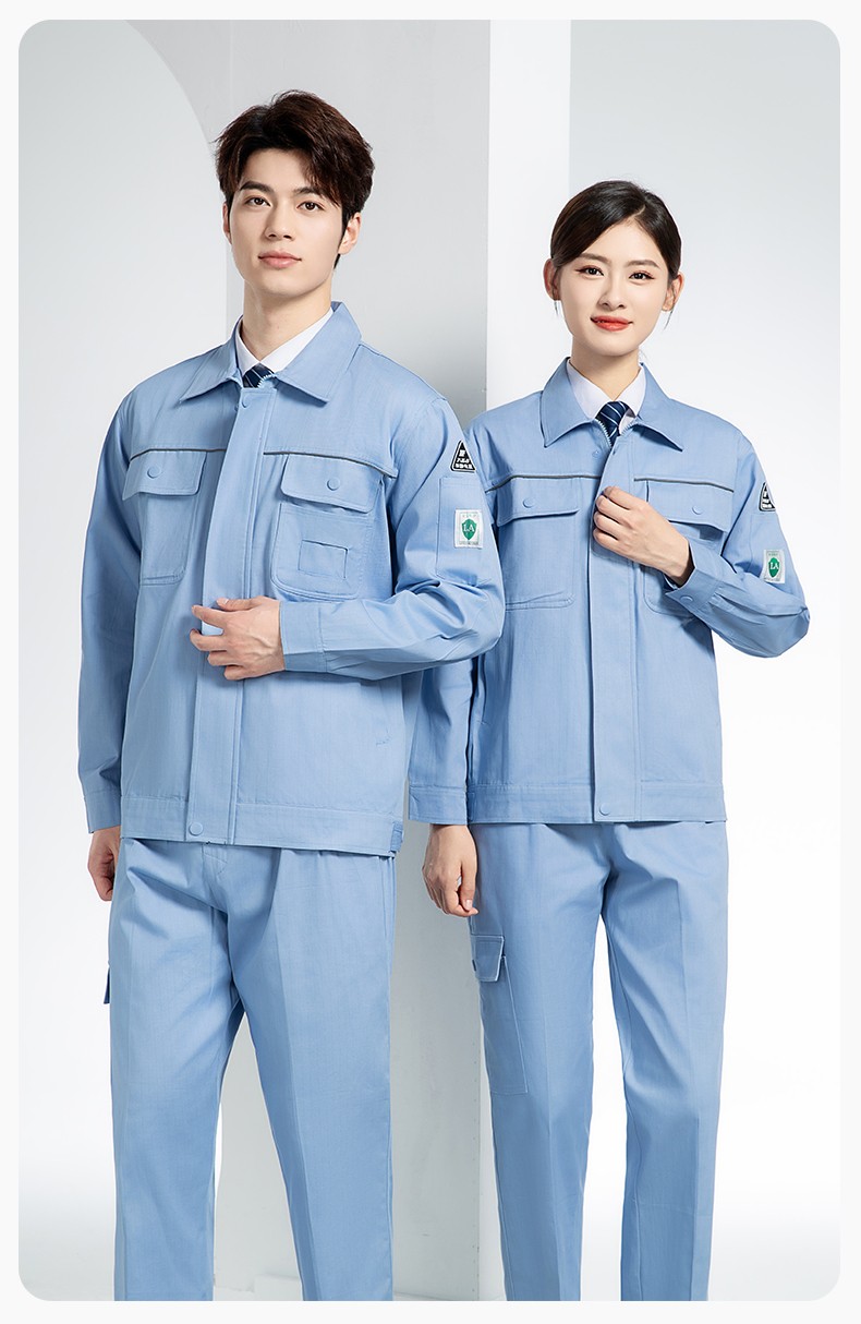 FJD8099 春秋純棉防靜電工作服套裝定制電網(wǎng)化工廠汽修車間耐磨反光勞保服(圖14)