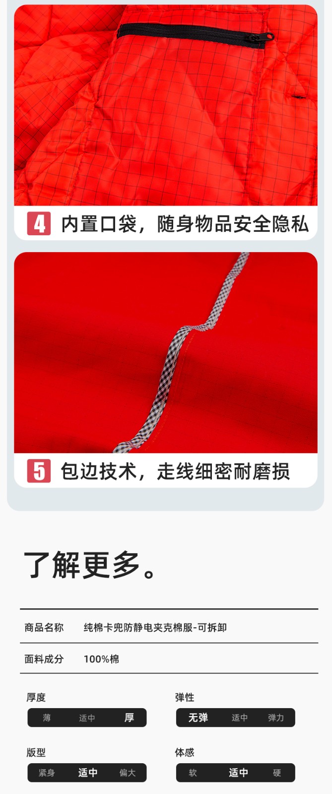 FJD8899 冬季純棉防靜電工作服棉衣定制加厚棉服加油站防寒棉襖大衣勞保服(圖10)