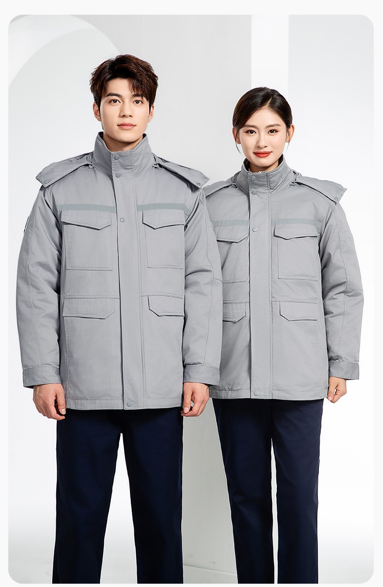 JC-3D02M 冬季防靜電棉服定制工作服拼色CVC工裝加油站機(jī)修車間廠服勞保服(圖13)