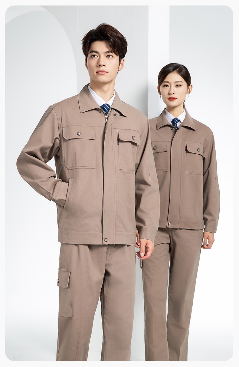 QM2094 春秋季純棉工作服套裝定制耐磨全棉勞保服工裝上衣勞動廠服(圖11)