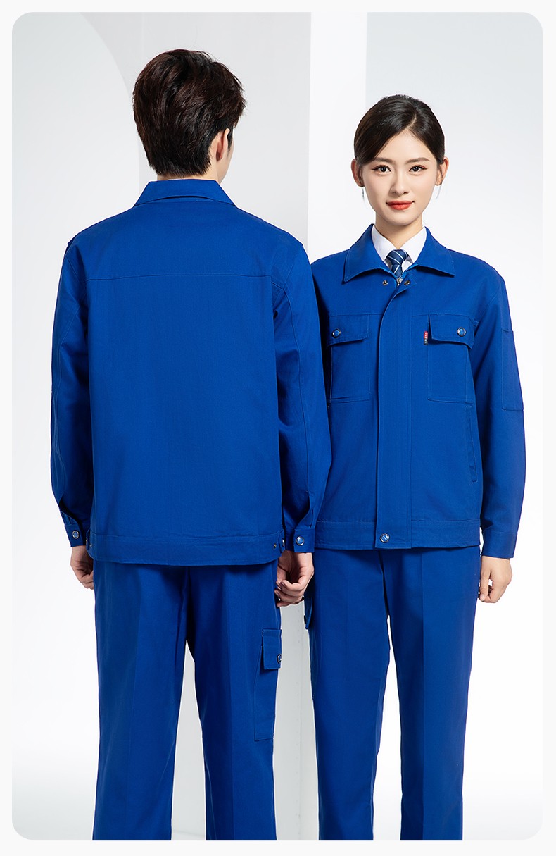QM2094 春秋季純棉工作服套裝定制耐磨全棉勞保服工裝上衣勞動廠服(圖17)