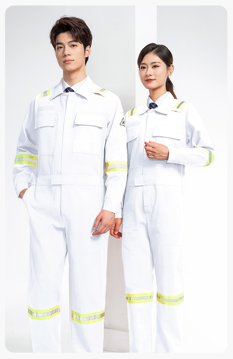 QM8057 全棉長袖連體工作服反光條勞保服機(jī)修服中海油工作服套裝(圖14)