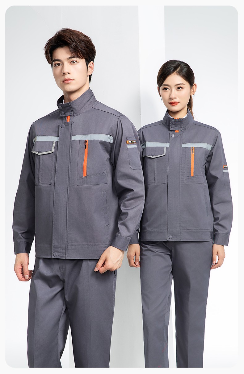 DM8038 批發(fā)工作服套裝男耐磨長袖反光條廠服車間汽修企業(yè)工地工裝勞保服(圖17)