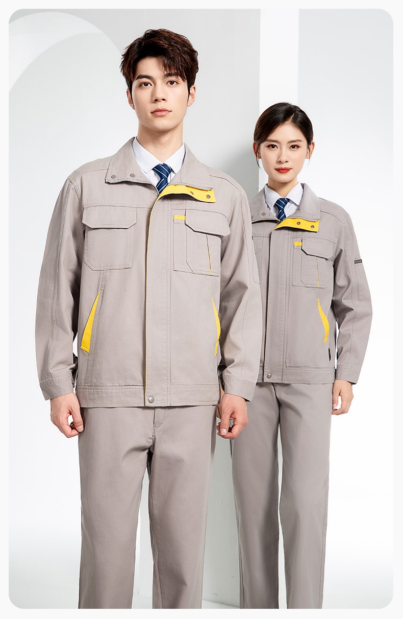 JC-20142 純棉春秋工作服套裝男加厚工廠車間服耐磨全棉汽修服勞保服定制(圖16)