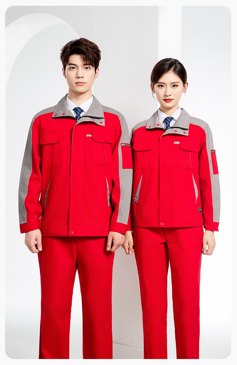 JC-20142 純棉春秋工作服套裝男加厚工廠車間服耐磨全棉汽修服勞保服定制(圖18)