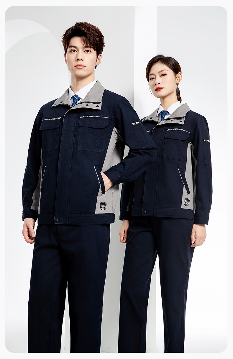 JC-20143 純棉春秋工作服套裝男拼色全棉工裝汽車維修廠車間勞保服可定制(圖19)