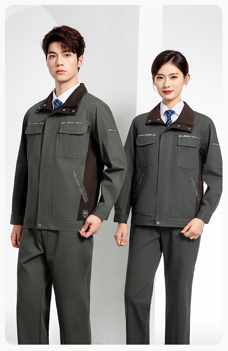 JC-20143 純棉春秋工作服套裝男拼色全棉工裝汽車維修廠車間勞保服可定制(圖20)