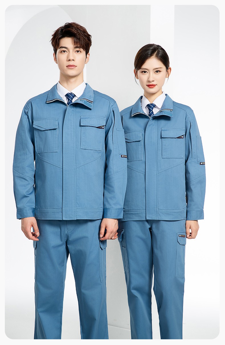 JC-SY61X 防靜電春秋長袖工作服套裝CVC耐磨純色工裝機修車間工廠服定制(圖14)