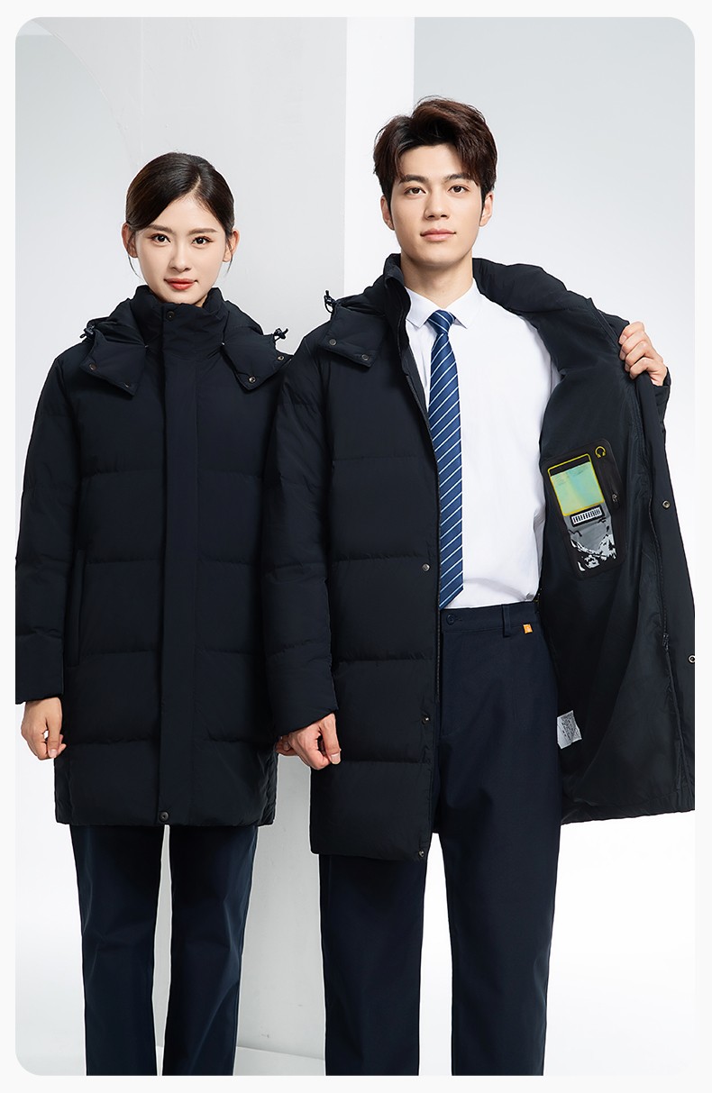RH-6013 冬季羽絨長款棉衣工作服純色一體棉服工裝男女工廠商超團(tuán)體服定制(圖16)