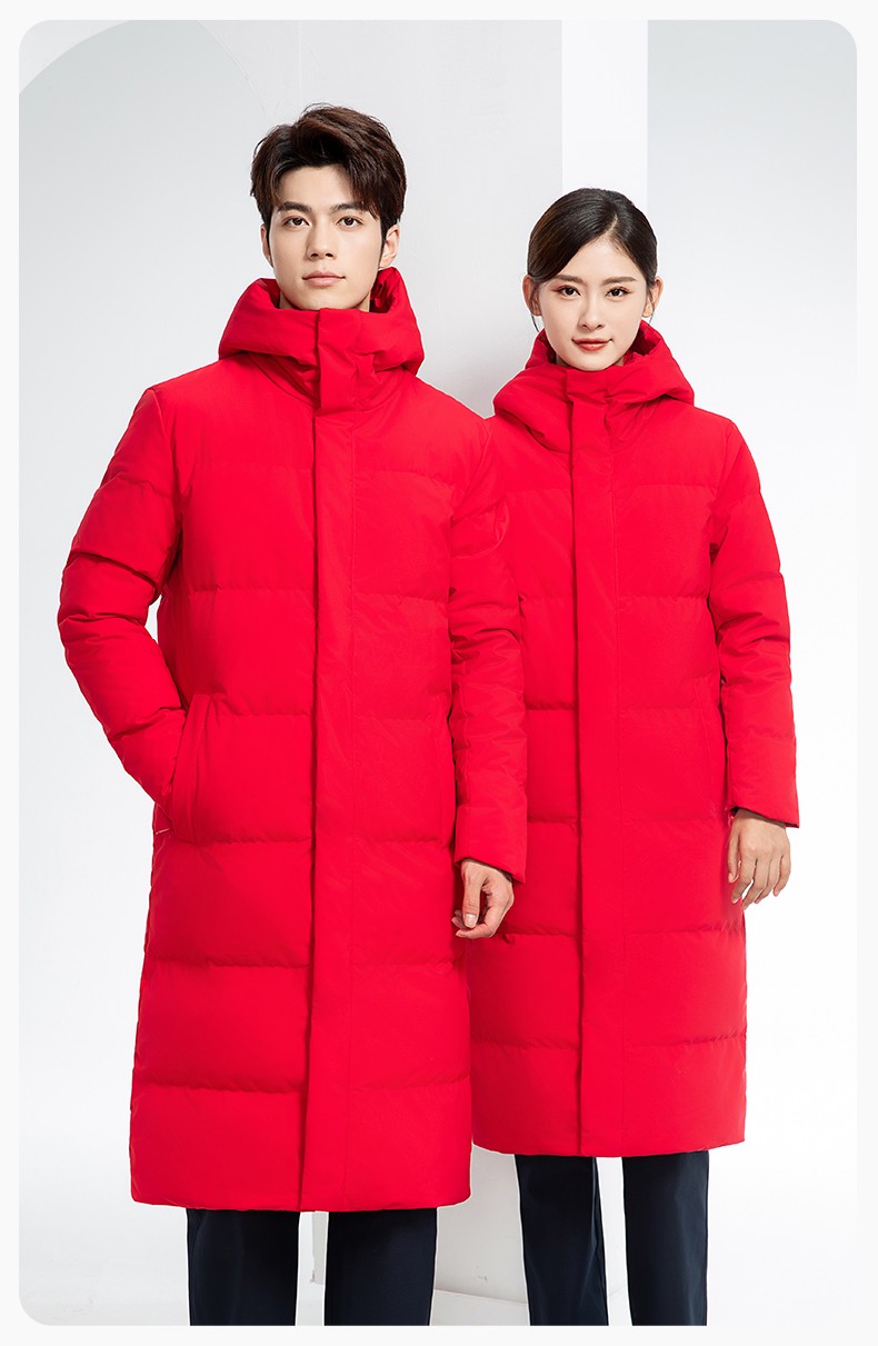 RH-6011 加長寬加厚80絨羽絨大衣 帽子可拆大紅(圖13)