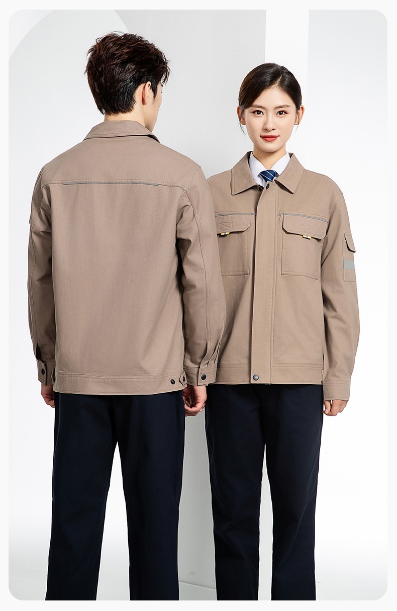 YJ-6902 純棉工作服套裝男印字定制春秋耐磨電力全棉工廠車間工裝勞保廠服(圖19)