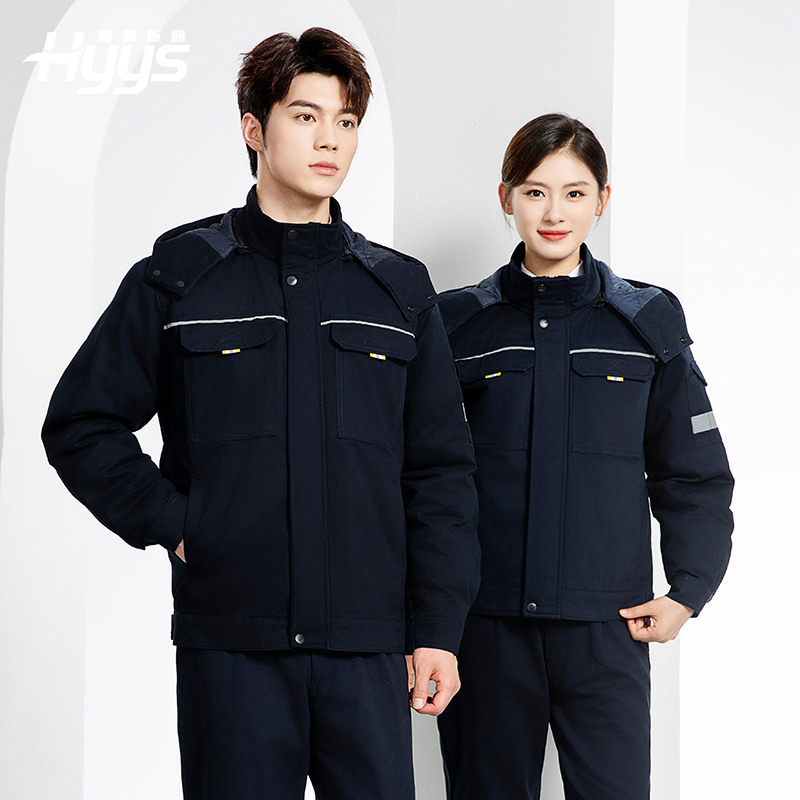 YJ-8901 冬季純棉工作服棉服定制加厚保暖上衣外套電焊工廠勞保服棉襖印字