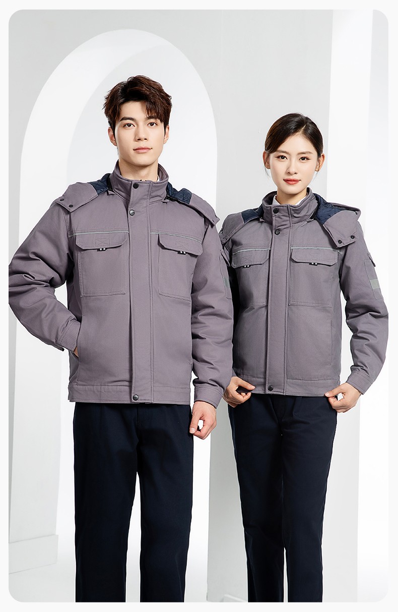 YJ-8901 冬季純棉工作服棉服定制加厚保暖上衣外套電焊工廠勞保服棉襖印字(圖21)
