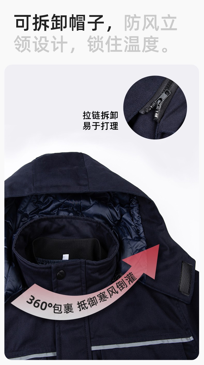 YJ-8902 冬季工作服男女印logo加厚保暖純棉勞保服棉襖車間工廠服定制棉衣(圖8)