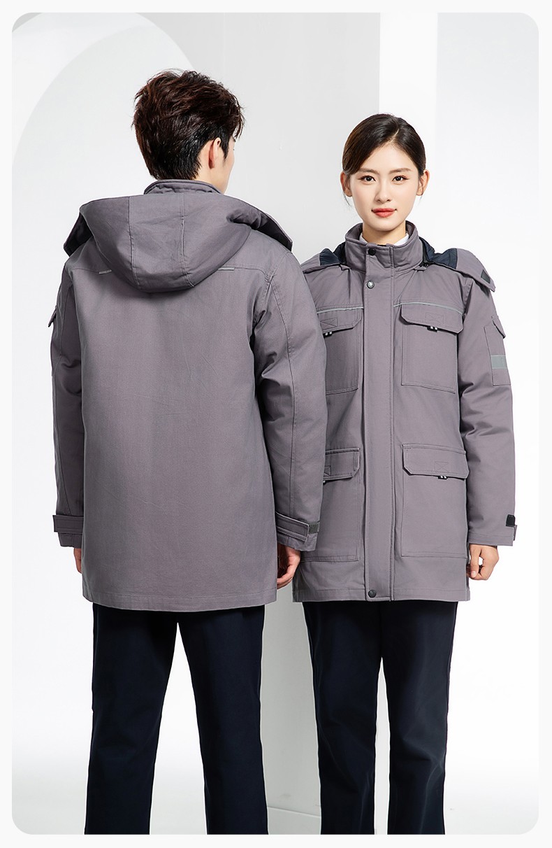 YJ-8902 冬季工作服男女印logo加厚保暖純棉勞保服棉襖車間工廠服定制棉衣(圖18)