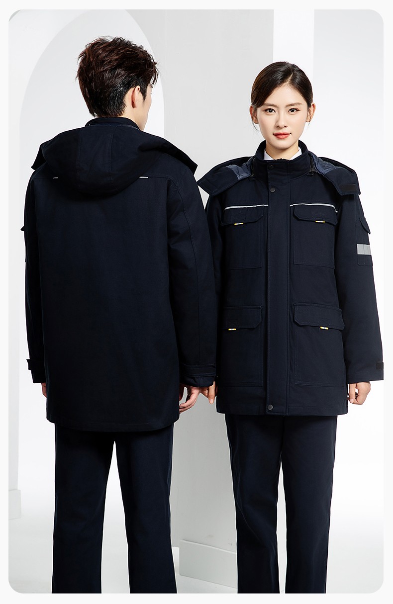 YJ-8902 冬季工作服男女印logo加厚保暖純棉勞保服棉襖車間工廠服定制棉衣(圖21)
