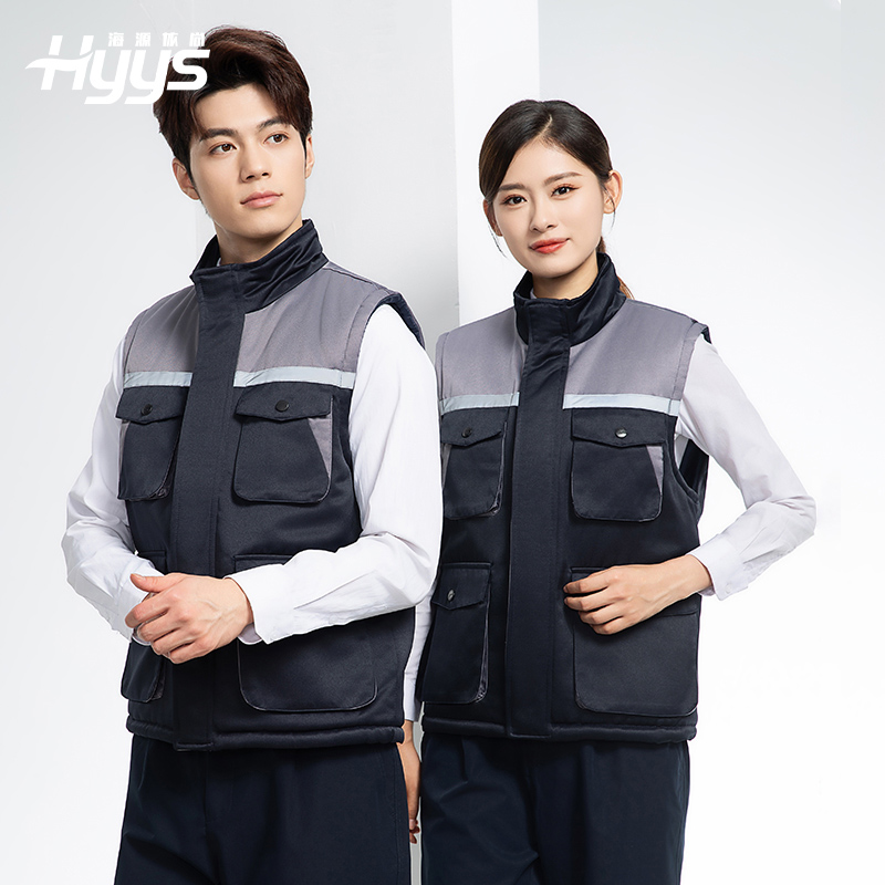 YJ-9902 秋冬工程棉馬甲工裝拼色團體廣告志愿者馬夾加厚保暖背心工裝定制