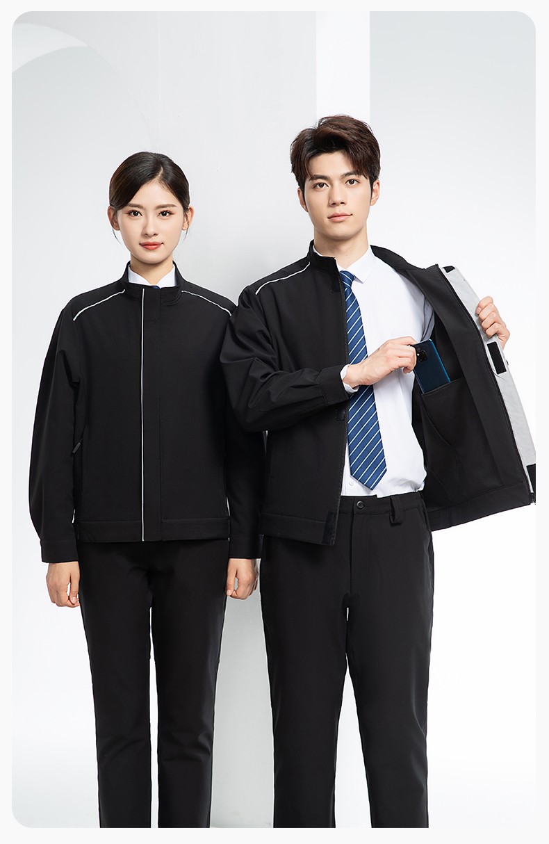 YJ-5608XM 軟殼沖鋒衣工作服春秋套裝男純色防風(fēng)工裝企業(yè)團(tuán)體服機(jī)修服定制(圖15)