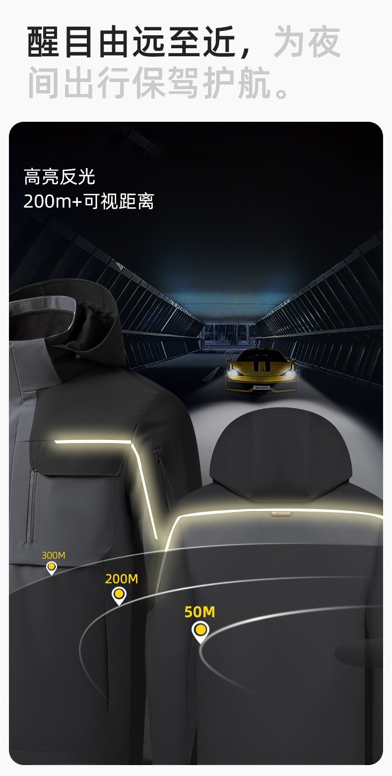 YJ-SK6016 冬季三合一沖鋒衣工作服連帽防風(fēng)防水加絨加厚印logo工裝外套定制(圖7)