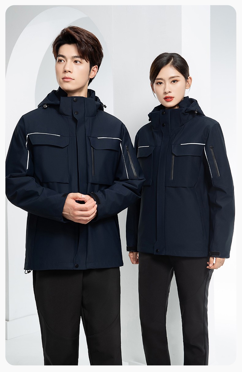YJ-SK6016 冬季三合一沖鋒衣工作服連帽防風(fēng)防水加絨加厚印logo工裝外套定制(圖25)