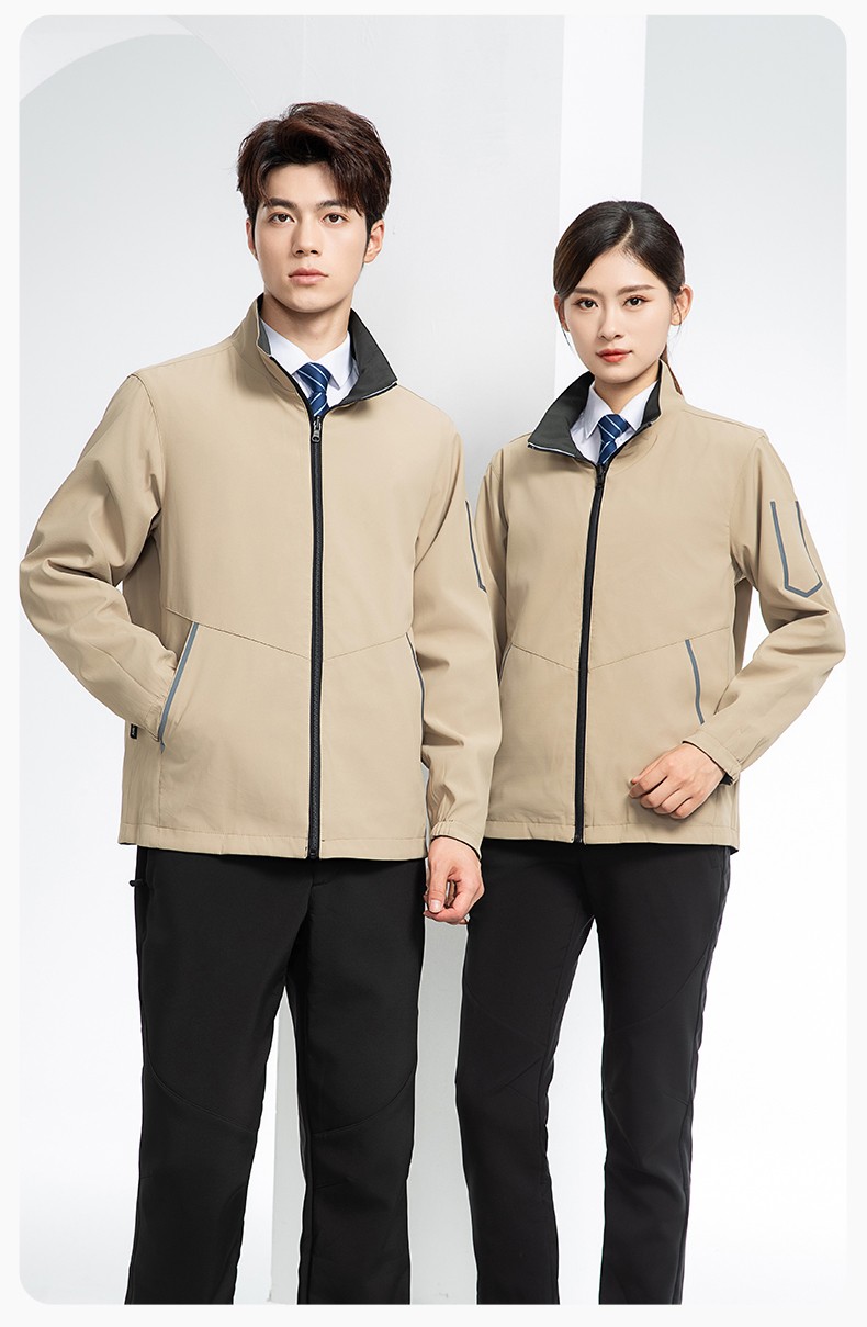 YJ-7001 高端工作服沖鋒衣春秋雙面企業(yè)公司行政商務(wù)高管員工長(zhǎng)袖外套定制(圖13)