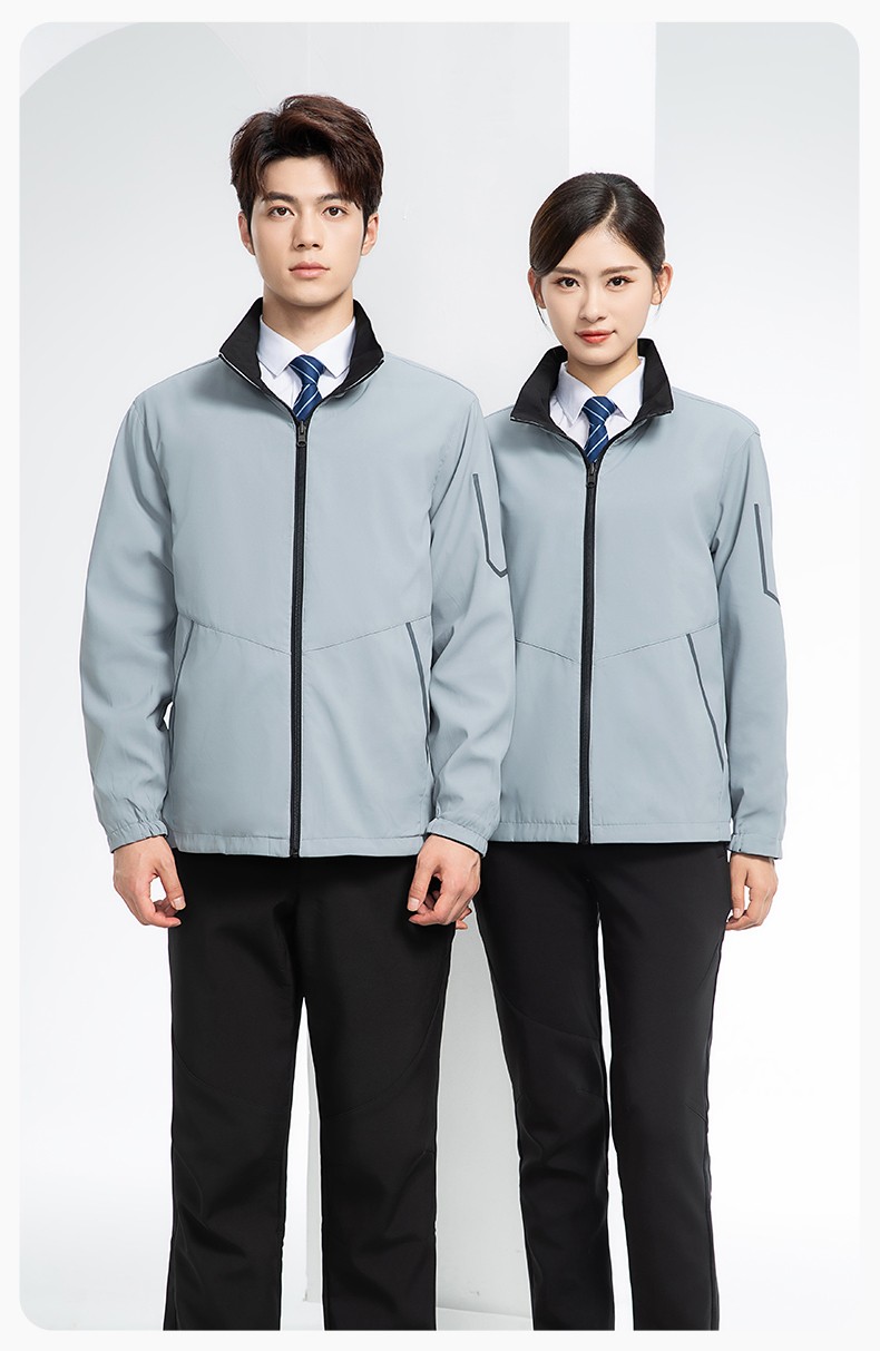 YJ-7001 高端工作服沖鋒衣春秋雙面企業(yè)公司行政商務(wù)高管員工長(zhǎng)袖外套定制(圖19)