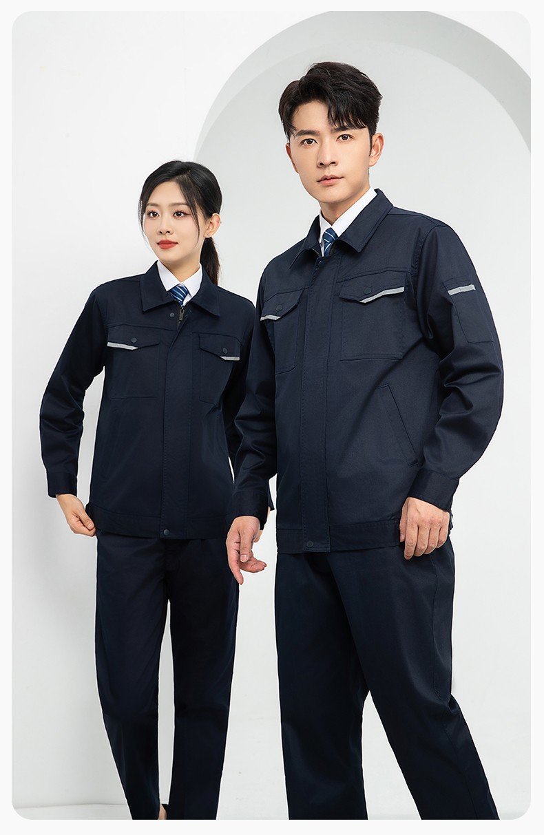 LJ-1809 秋工作服套裝印字男純色汽修長(zhǎng)袖耐磨電焊工工裝勞保服定制(圖14)