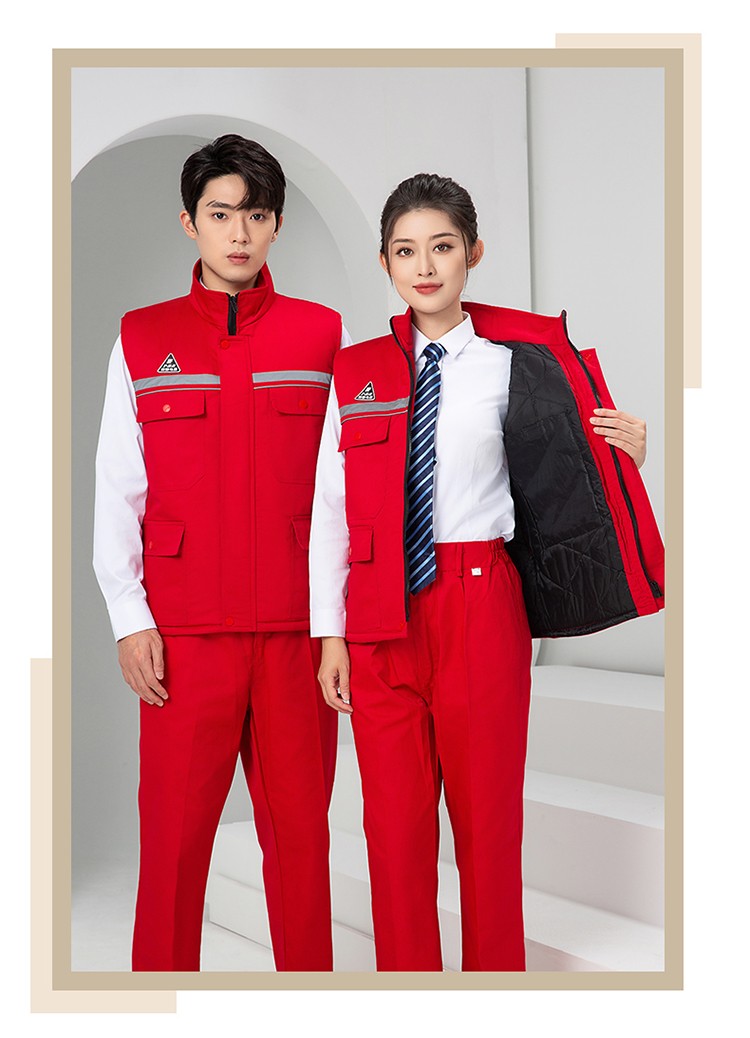 LW-9903 防靜電冬季棉馬甲工作服印繡字男工裝棉馬夾船廠汽修加厚坎肩定制(圖22)