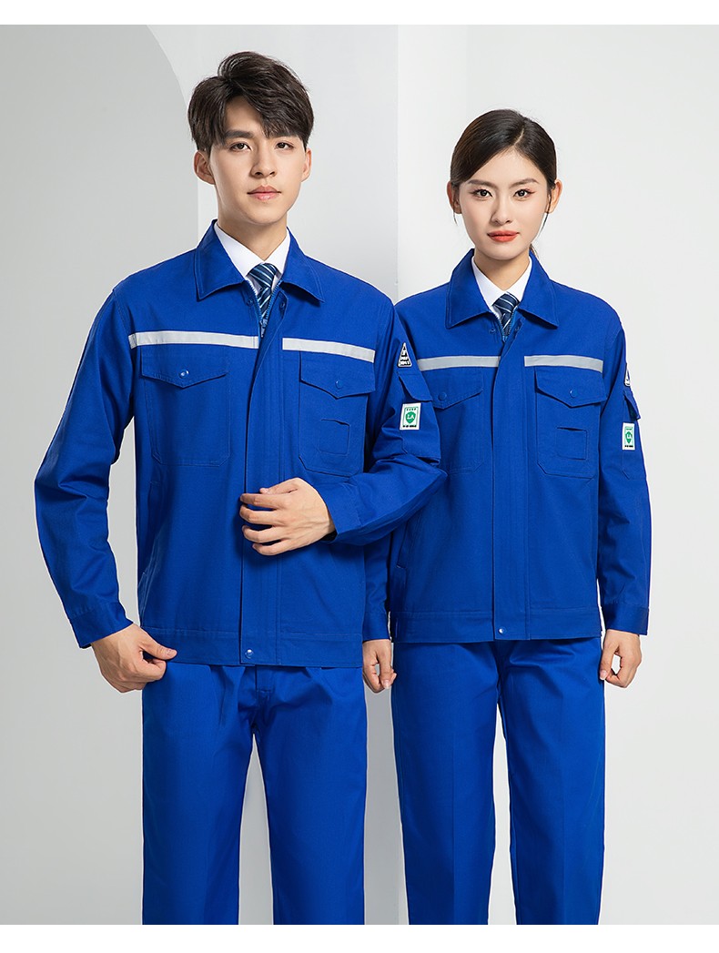 LW-8107 純棉長袖防靜電工作服套裝男女電工服反光化工廠勞保服燃?xì)庹竟ぱb(圖19)