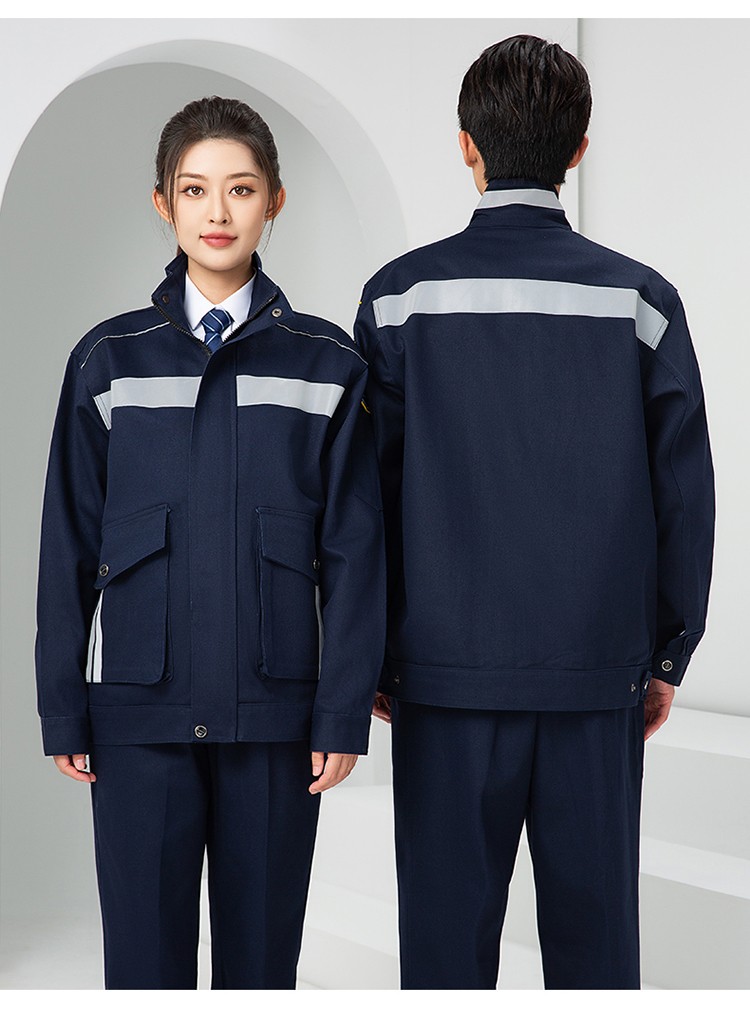 LW-8635 純棉防阻燃春秋工作服套裝男加厚耐磨工廠車(chē)間電焊焊工防燙勞保服(圖19)