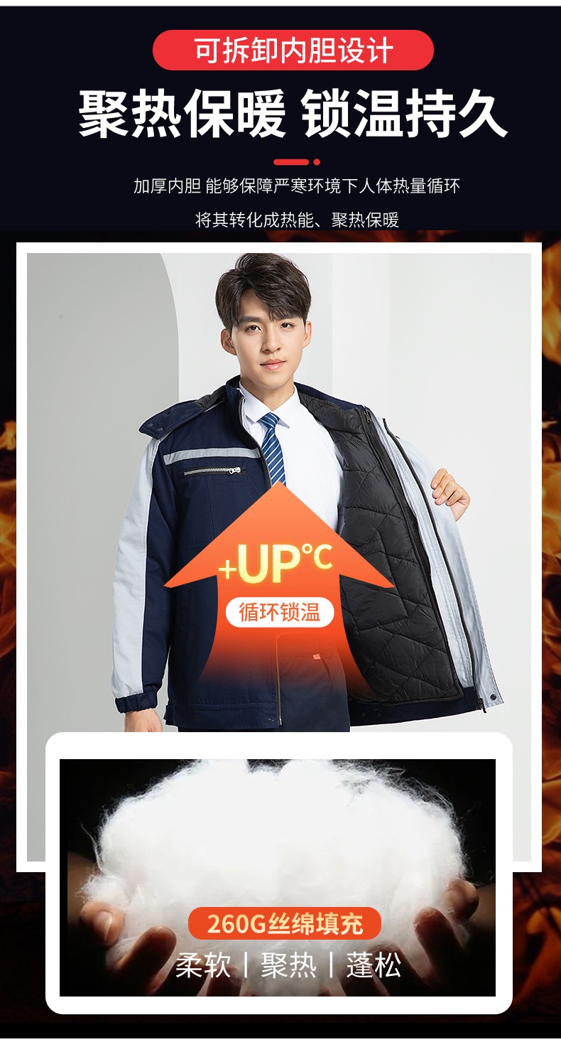 LW-8869 冬季工作服棉服定制工廠車(chē)間戶(hù)外男保溫反光條保暖棉襖棉衣工作服(圖8)