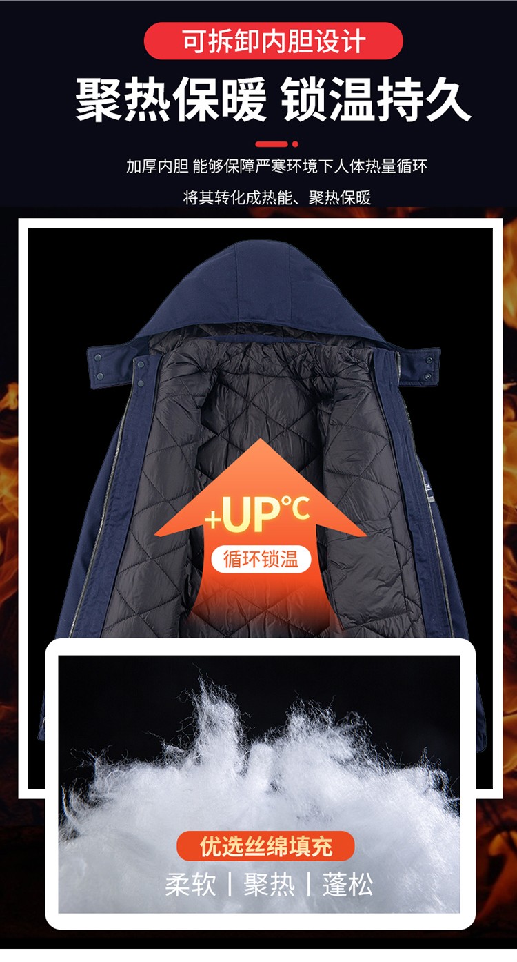 LW-8826Y 冬季可拆卸羽絨工作服棉襖工廠車間員工勞保服加絨加厚棉服工裝定制(圖8)