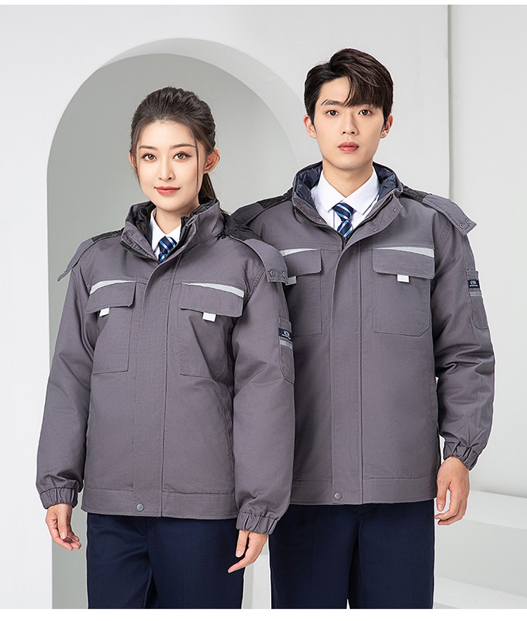 LW-8826Y 冬季可拆卸羽絨工作服棉襖工廠車間員工勞保服加絨加厚棉服工裝定制(圖24)