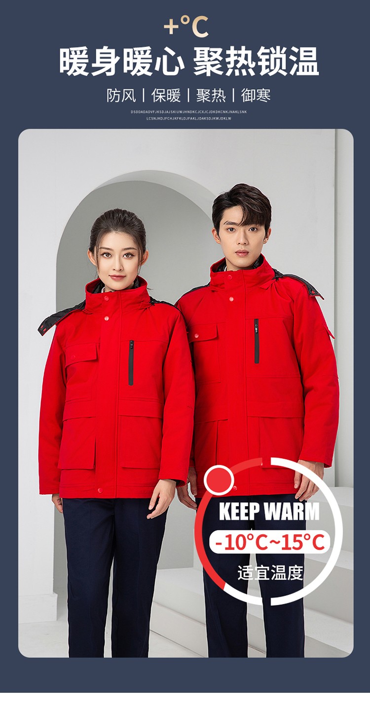 LW-8835 冬季純棉可拆卸工作服棉服定制印字防寒服冷庫(kù)棉工人車(chē)間加厚棉衣(圖6)