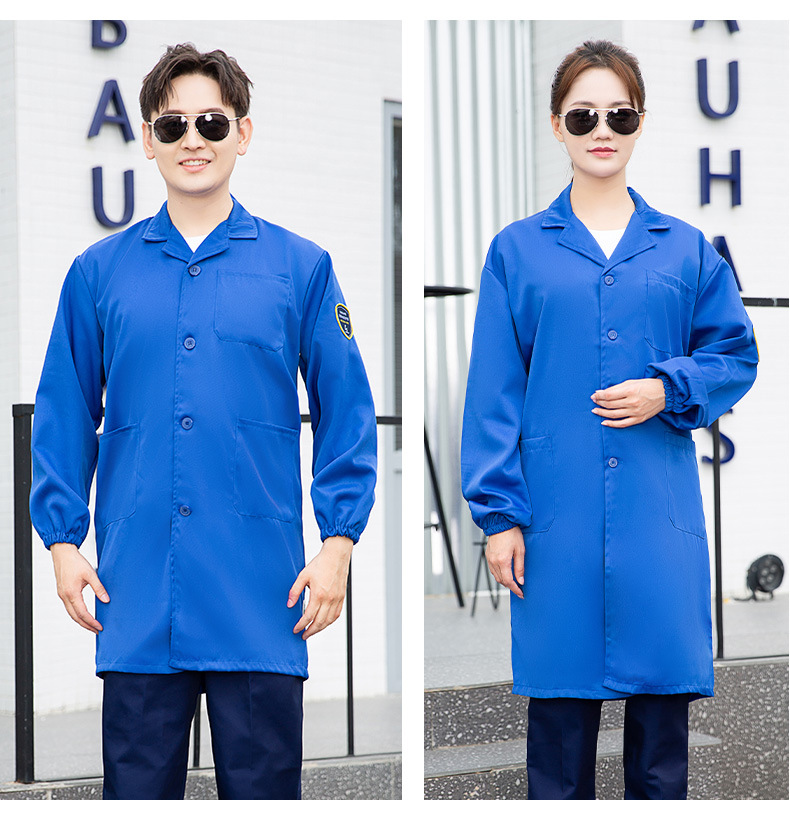 TZ011 恒漉防靜電防酸堿藍(lán)白大褂定制車間實(shí)驗(yàn)室防護(hù)服耐腐蝕工 作服印字(圖18)