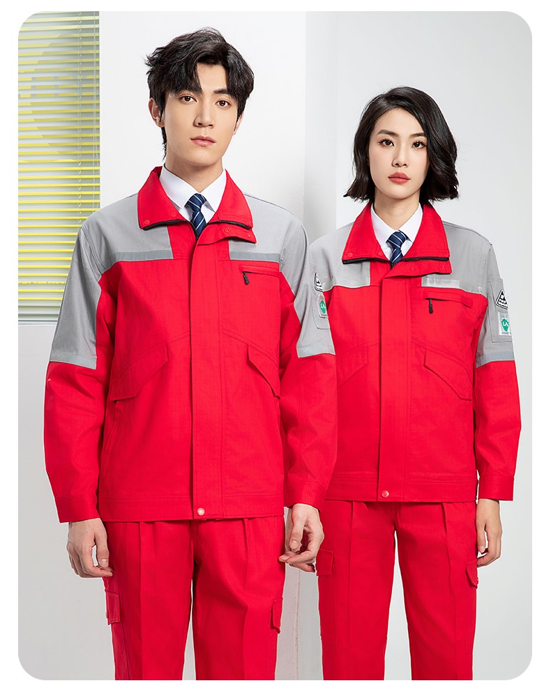 YJ-8007 防靜電工作服男純棉拼色套裝春秋汽車機(jī)修服車間工廠勞保服定制(圖24)