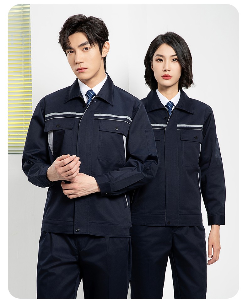 YJ-8005 春秋長袖工作服套裝男雙反光條加油站石油電子化工廠勞保服定制(圖20)