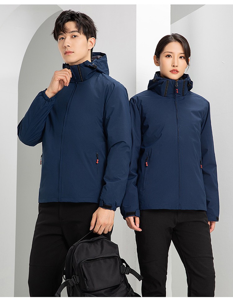 YJ-9805 沖鋒衣定制男女純色可拆卸三合一外套反光條保暖工裝戶(hù)外工作服(圖23)