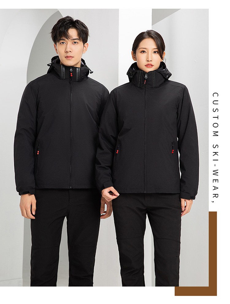 YJ-9805 沖鋒衣定制男女純色可拆卸三合一外套反光條保暖工裝戶(hù)外工作服(圖24)